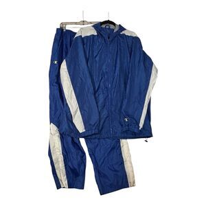 Vintage 90’s CHAMPION Windbreaker Set Blue And White Wildcat Graphics